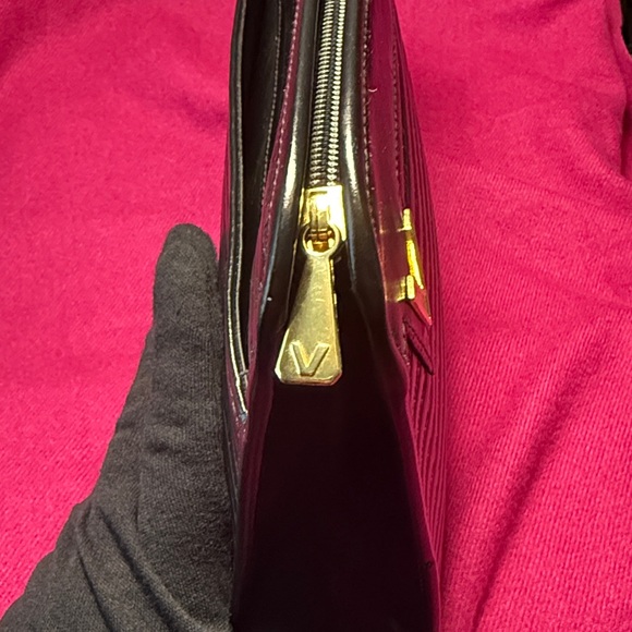Mario Valentino Black Embossed Clutch with Gold Logo